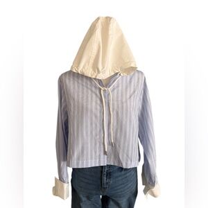 Striped Hooded Blouse with Cream Hood